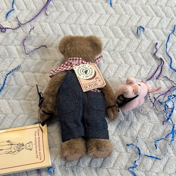The Boyds Collection Plush Bear with Denim Overalls and Red Scarf - Picture 9 of 10